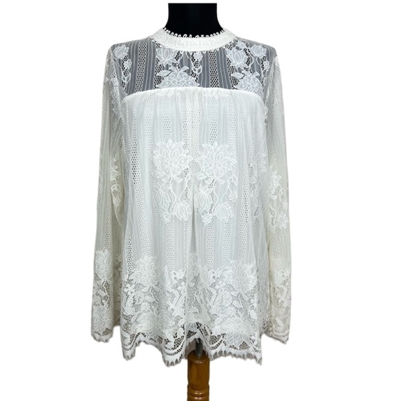 Altar'd State Long Sleeve‎ Floral Lace White - Picture 1 of 12